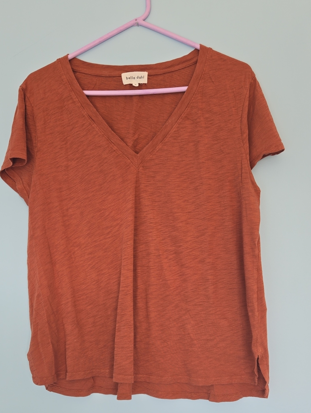 Bella Dahl Rust V-Neck Short Sleeve Tee Modal Cotton L